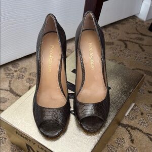Enzo Angiolini Brown High Heel Peep Toe Shoes
